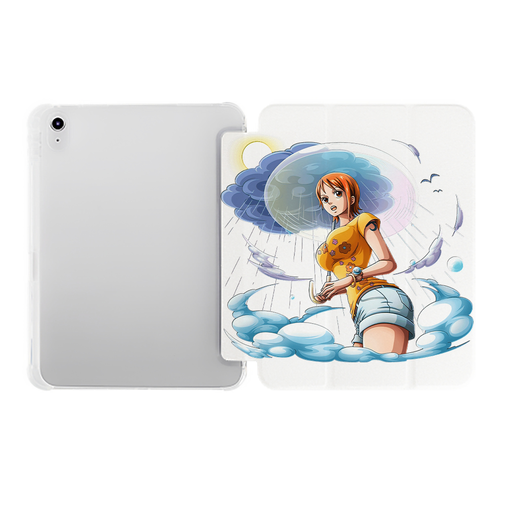 （画像用） ワンピース ナミ ONE PIECE Nami IPad ケース ペン収納付き 三つ折りスタンド PUレザー×シリコン 対応機種9.5/10.5/10.9インチ